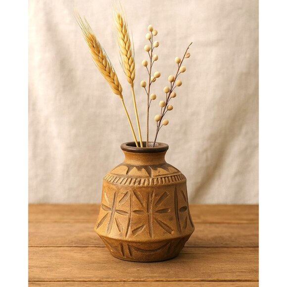 Vintage Canadian Studio Pottery Vase – Handcrafted Textured Brown Glaze, 3.5" x - Picture 5 of 7